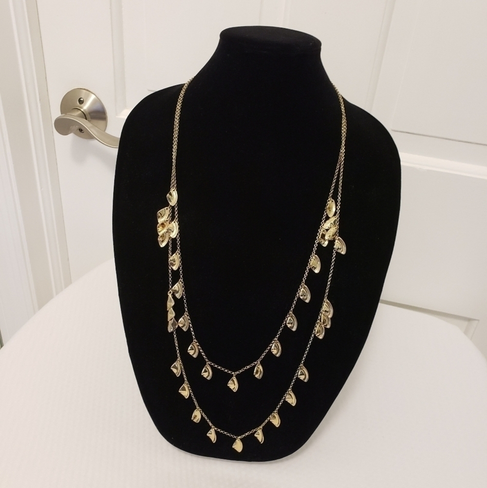 Fashion Jewelry Double Strand Leaf Necklace, 17 inch drop